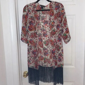 See You Monday floral open shawl